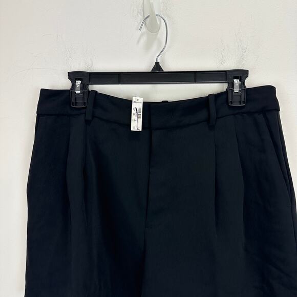 Madewell Easy Pleated Trouser Shorts Crepe Jet Black Relaxed Classic US 4 NWT - Picture 12 of 13